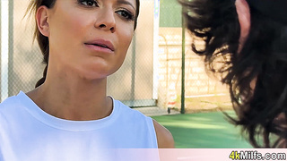 Cassie the tennis instructor having fun