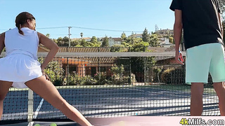 Cassie the tennis instructor having fun