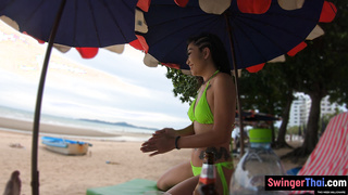 Thai GF getaway in Pattaya beach visit and sex at home