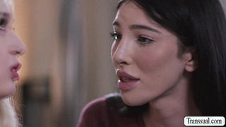 Lexi Lore gets pink pussy rammed by TS Ava Holt hard shecock