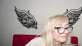 Blonde amateur MILF IngritSno flashing boobs on webcam