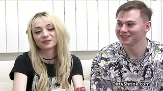 Threesome sexual exploration with big tit shrink