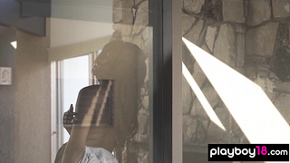 Hot ebony teen reveals her black pussy