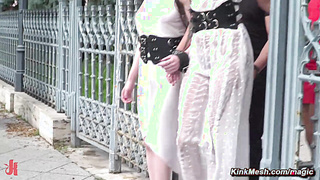 Slaves soaked with water in public