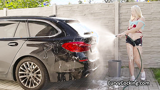 Titty fucking busty bikini car wash hottie