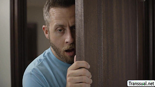 Blonde big tits TS analed by husbands perv friend