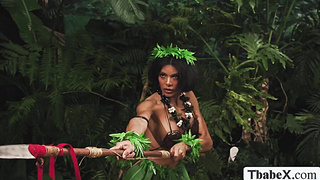 Black beauty TS gets analed by stranger in jungle