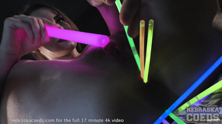 stretching her asshole and pussy hole