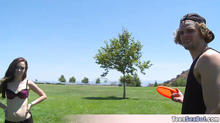 Playing frisbie with my petite stepsis
