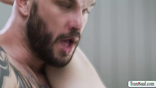 Slut TS sucks boss dick for a faster promotion