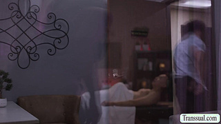 Asian masseuse fucked by slut TS and big black cock