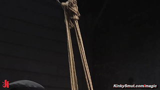 Suspended petite slave anal fucked