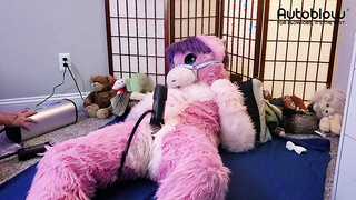 Pink furry Vicky Tart CANNOT GET ENOUGH of VacuGlide.