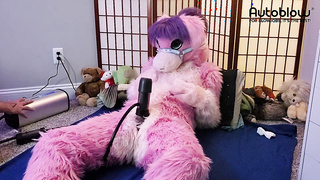 Pink furry Vicky Tart CANNOT GET ENOUGH of VacuGlide.