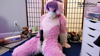 Pink furry Vicky Tart CANNOT GET ENOUGH of VacuGlide.