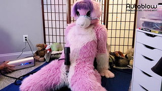 Pink furry Vicky Tart CANNOT GET ENOUGH of VacuGlide.