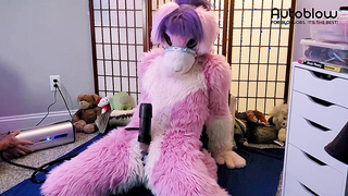 Pink furry Vicky Tart CANNOT GET ENOUGH of VacuGlide.