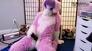 Pink furry Vicky Tart CANNOT GET ENOUGH of VacuGlide.