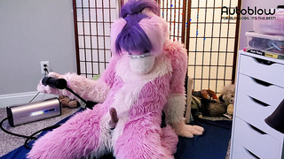 Pink furry Vicky Tart CANNOT GET ENOUGH of VacuGlide.