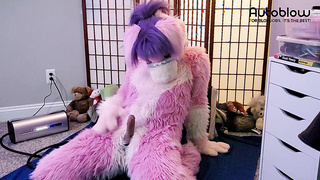 Pink furry Vicky Tart CANNOT GET ENOUGH of VacuGlide.