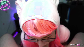 Cosplay POV Blowjob with German Teen