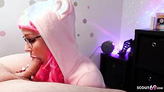 Cosplay POV Blowjob with German Teen