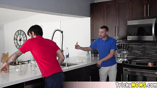 Two stewardess stepmom swapping sex