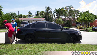 Two stewardess stepmom swapping sex