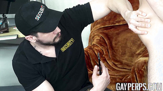 Hot guard Papi Marcos investigates rebellious Donovin Reces ass using his throbbing cock