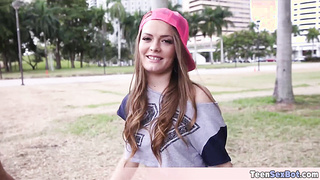 Cute rollerblade chick Monica is fucked