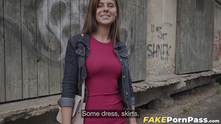 Brunette babe Tiffany Blue fucked outside in exchange for cash