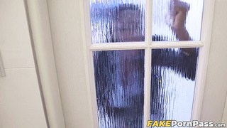 Busty Lady Gang slurps my huge boobs while Steve Q drills me relentlessly