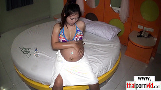 Amateur pregnant Thai slut masturbating 2