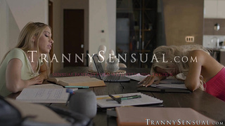 Very busty TS Brittney Kate rams my tight pussy after kissing me passionately