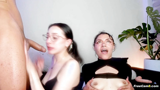 Horny Besties on Their Knees to Worship Hard Dicks