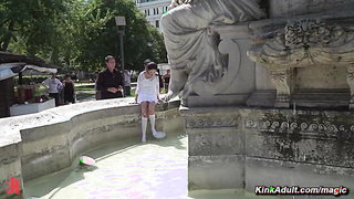 Babe in degrading public humiliation