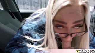 Stepmom Elena sucked my dick in the car