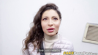 Stunning Helina Dream drops on her knees to swallow my cock before doggystyle position