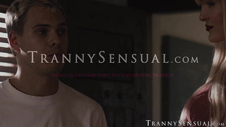 Yellow haired TS Tori Easton cant deny the attraction she feels for handsome Tony