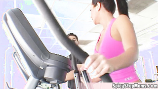 Cute golddigger having a workout quickie