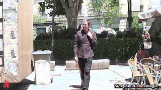 Slave on a leash paraded in public