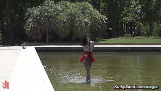 Slave on a leash paraded in public