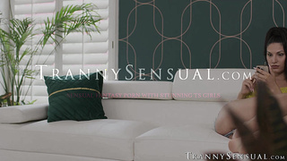 Tranny babe Itzel Saenz sucked and fucked nicely by a well hung dude