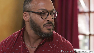 Sweet tranny Eva Maxim devours my tall dick before getting barebacked