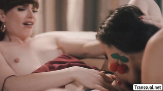 Skinny TS Natalie Mars fucks her friend Penny Barber