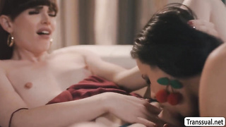 Skinny TS Natalie Mars fucks her friend Penny Barber