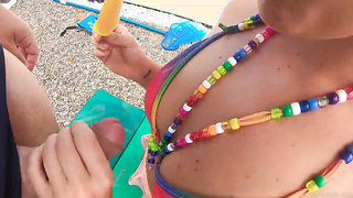 Blonde wife loves licking cock and popsicles