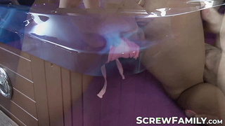 Enjoy a family orgy at the wellness club with the gorgeous Evaline Dellai