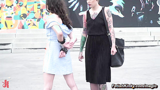 Brunette slave public dp fucked