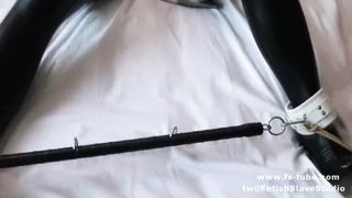 Ensue Tw:@fetishslavestudio Gimp Costume Teenie Woman Restrain Bondage and Onanism